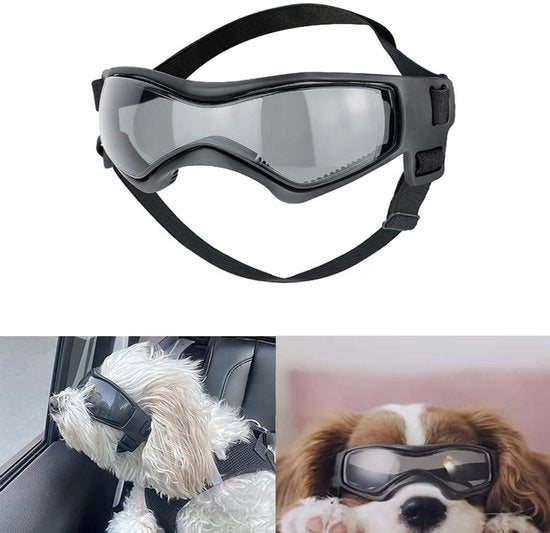 Casco per cani - protezione UV - impermeabile - elastico regolabile - occhiali per cani - nero - M - occhiali per cani da sole