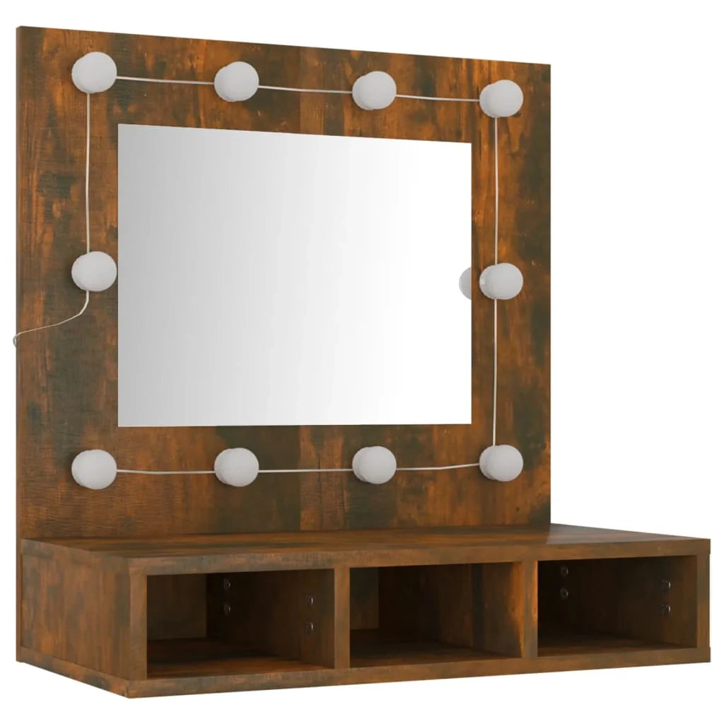 Armadio a specchio con illuminazione a LED 60 x 31,5 x 62 cm rovere fumé 02_0006660