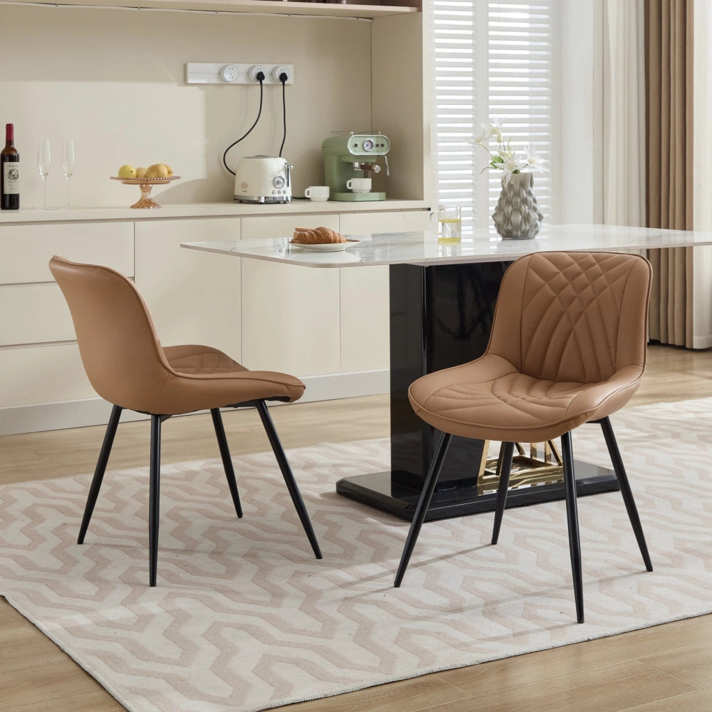 Sedie da pranzo, set da 2, sedie ergonomiche da cucina con rivestimento in similpelle PU traforata traspirante e trapuntatura 3D artistica, robuste ga