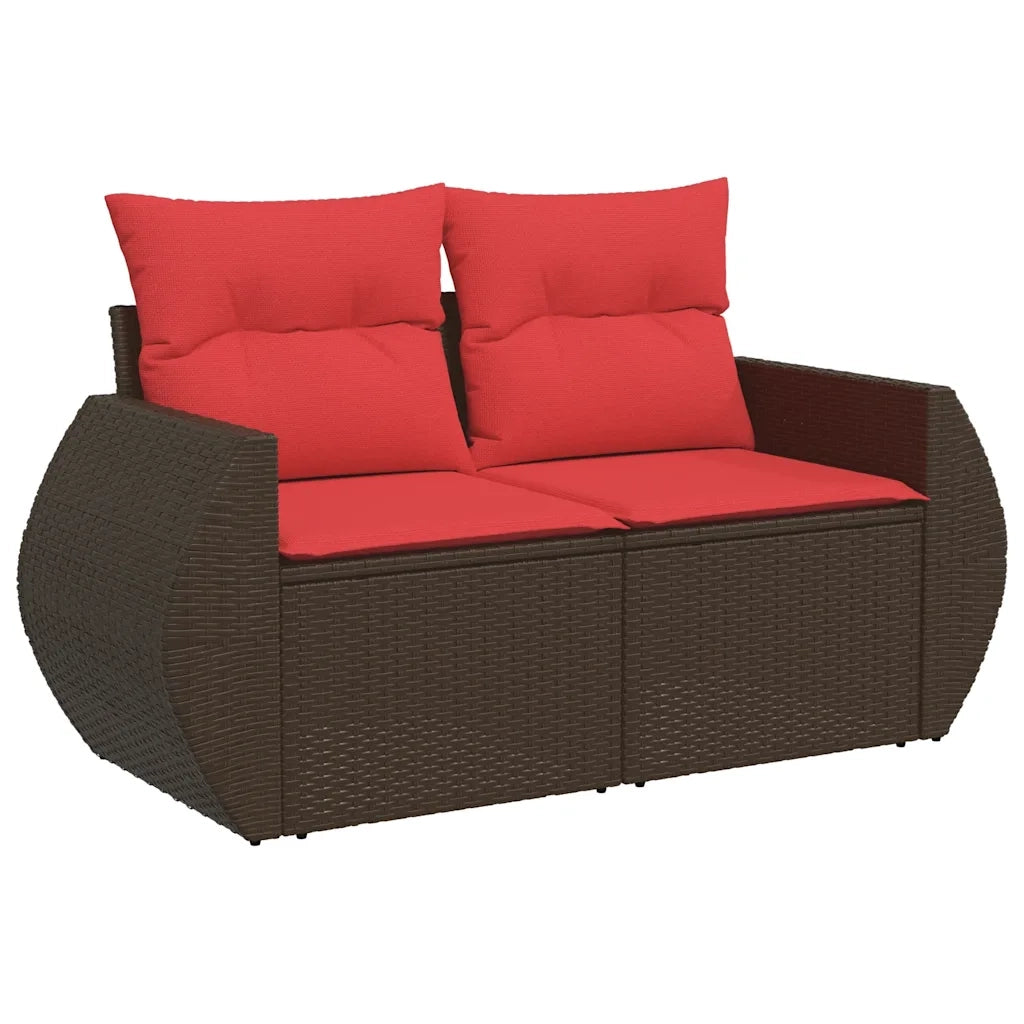 Set Divani da Giardino 6 pz con Cuscini Marrone in Polyrattan 3221783