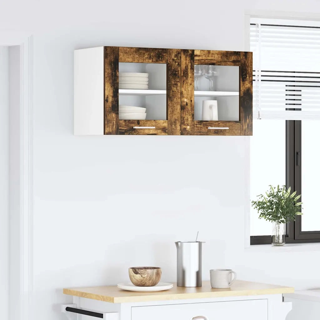 Armadio pensile | Mobile da Cucina con porta 2 pz Rovere fum¨¦ 40 x 31 x 40 cm