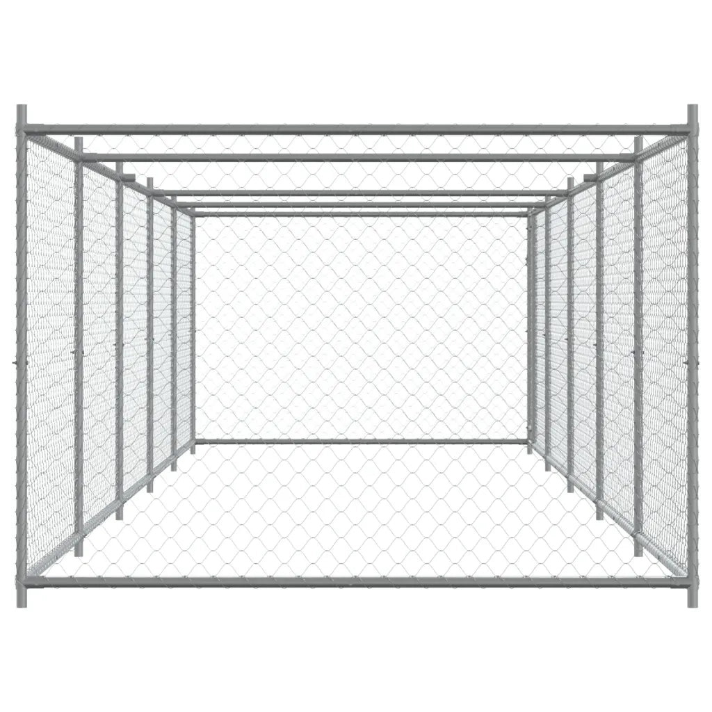 Gabbia per Cani con Porta Grigia 10x2x1,5 m in Acciaio Zincato CFW5720110