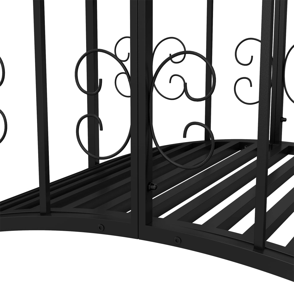 Ponte da Giardino ¨C Xylo ¨C Acciaio Nero con Ringhiere Laterali 119x67x70cm