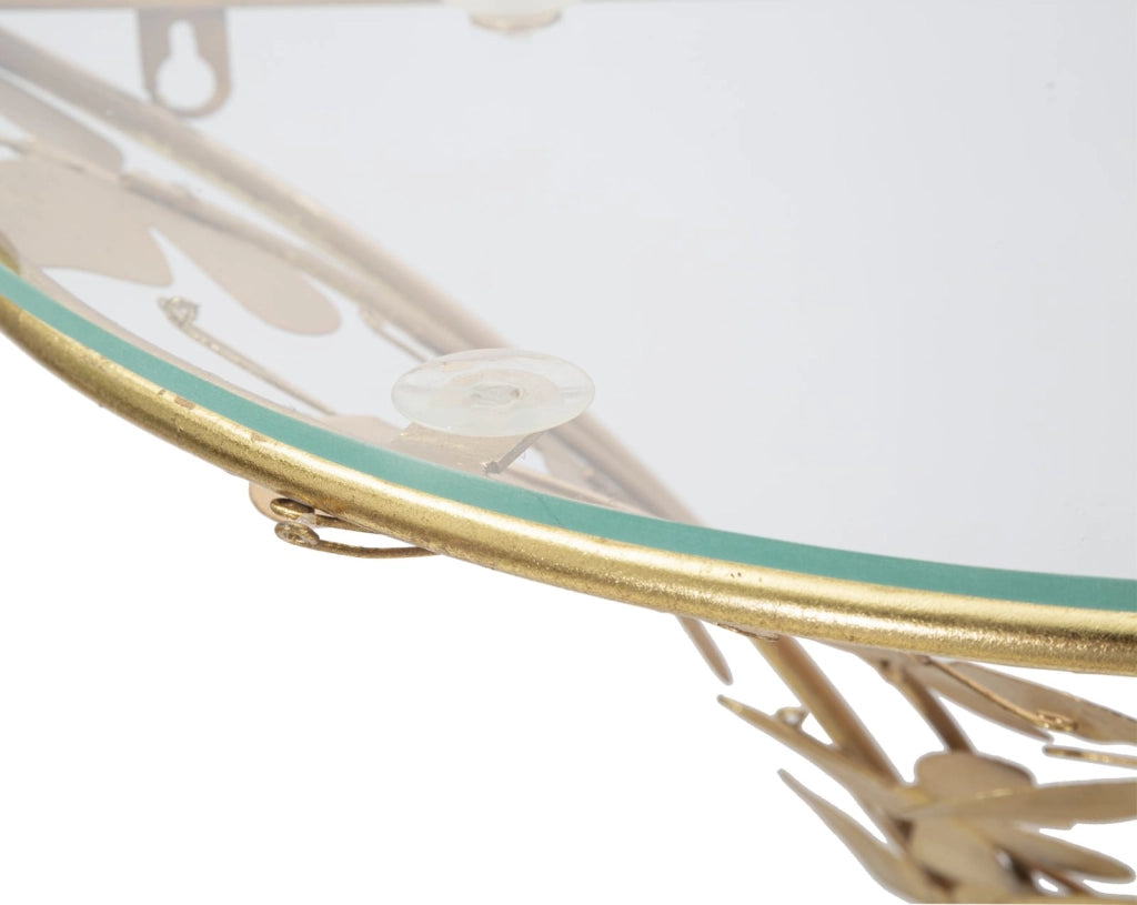 Comodino sospeso BUTTERFLIES 44,5x24,5x34,5 cm metallo dorato e piano in vetro