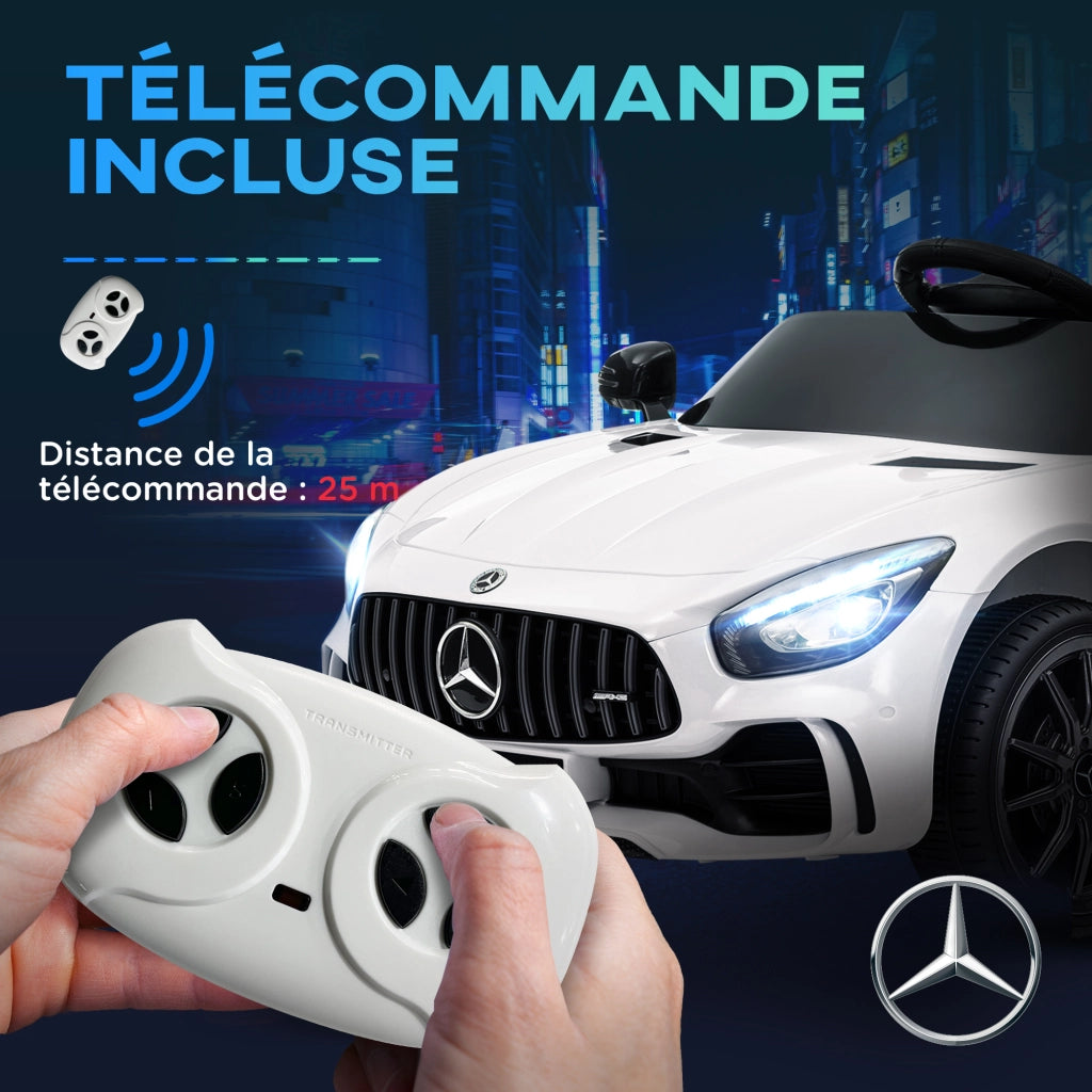 Auto elettrica per bambini Mercedes-Benz AMG GTR 12V telecomando 2.4G ¨C zephmum ¨C 108x67x46 bianco