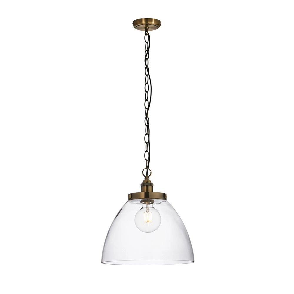 Lampada a sospensione industriale ottone antico E27 Endon