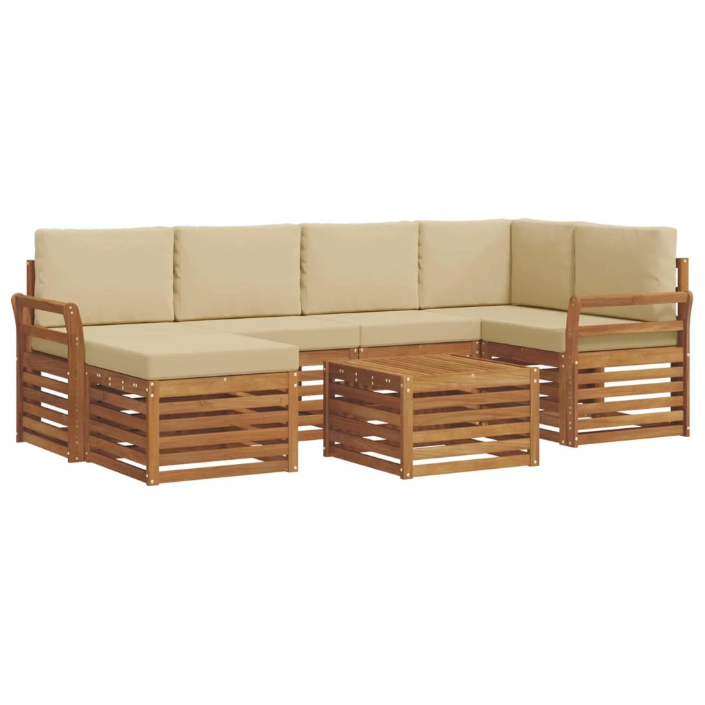 Set di divani da esterno 7 pz Naturale e Beige Poliestere 3375133