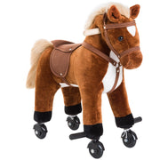Cavallo a Dondolo con Ruote e Suoni ¨C Minimal ¨C Marrone 55x23x60 cm