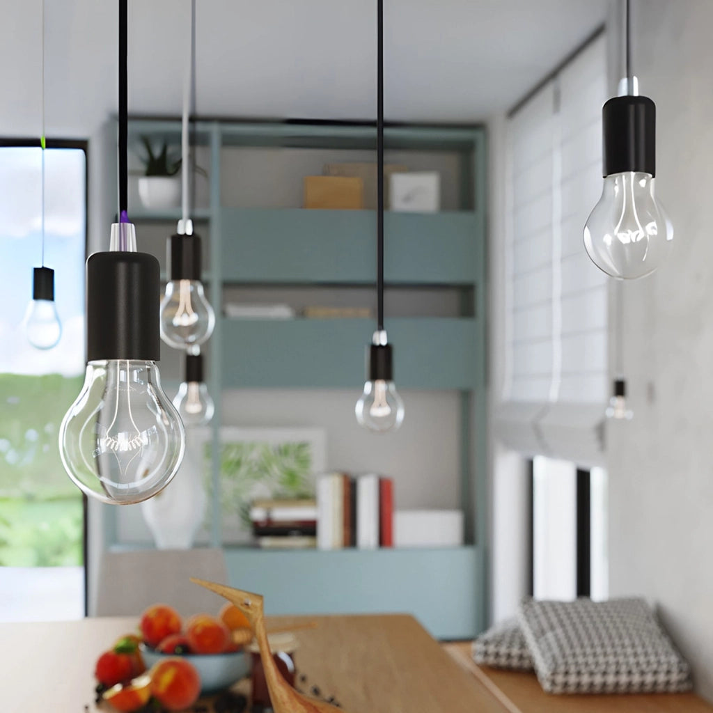 Lampada sospensione Nikolo nera metallo E27 Pure Lume