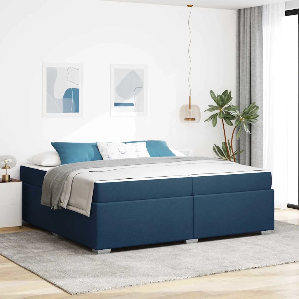 Struttura del letto con materasso Blu 200 x 200 cm Tessuto