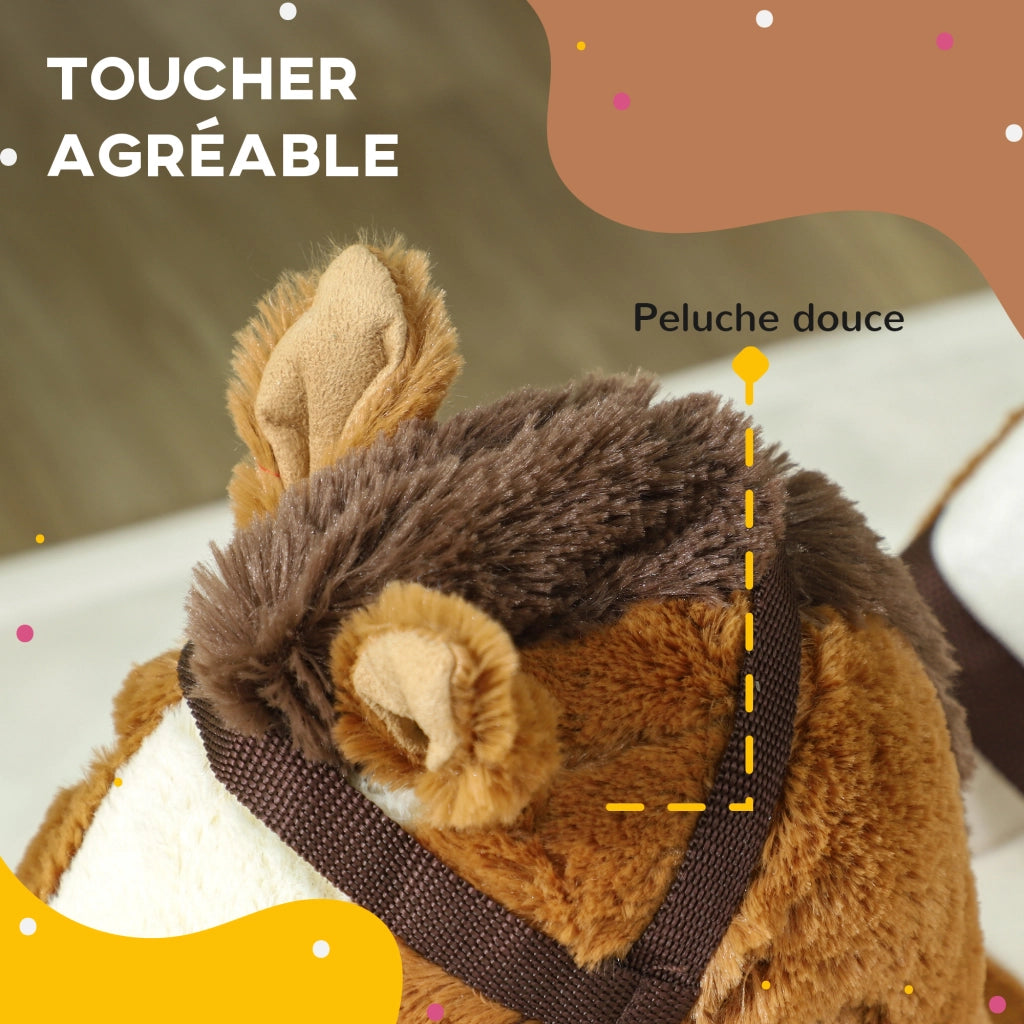 Cavallo a Dondolo per Bambini ¨C zephmum ¨C Base Legno con Sicurezza e Sonoro