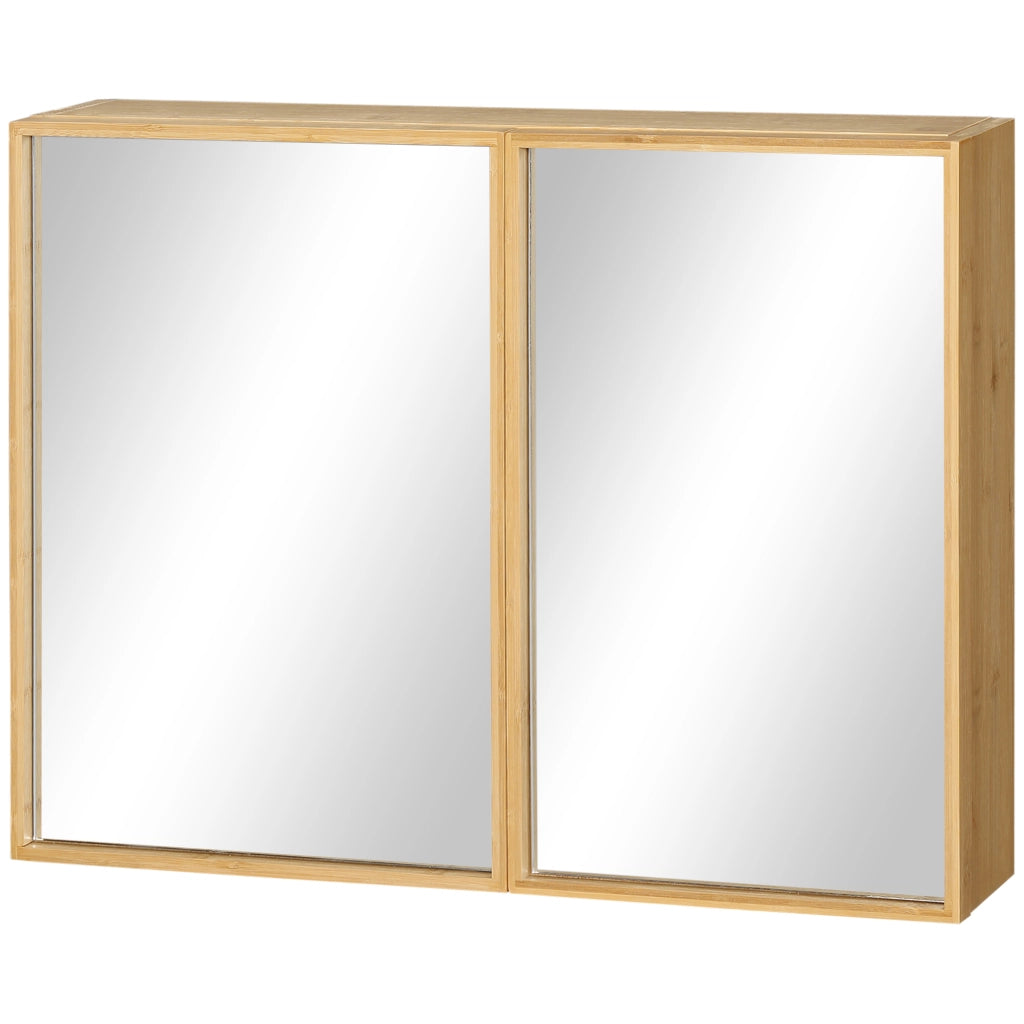 ARMADIO SPECCHIERA DA BAGNO 65,2x14x50 cm Bambù Naturale