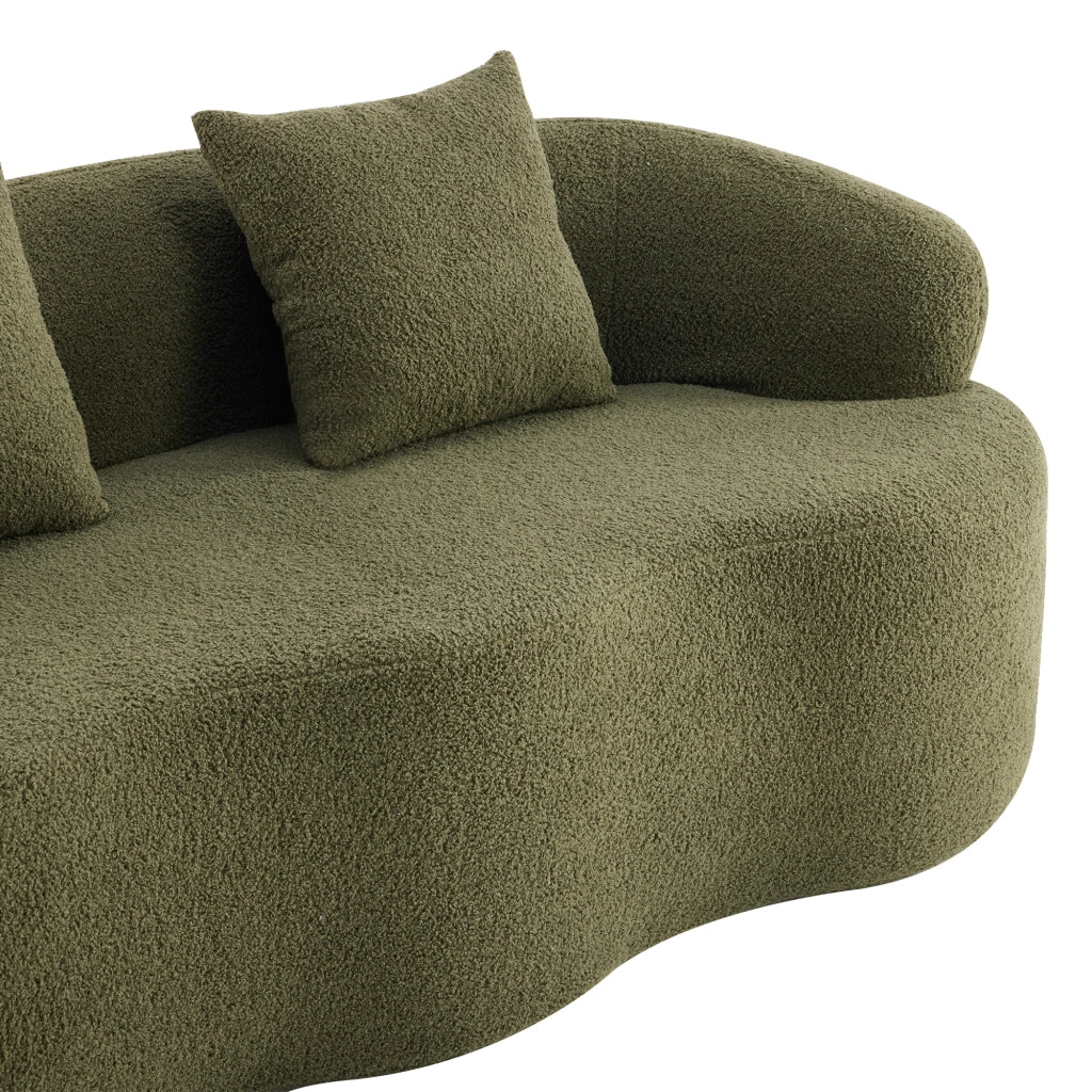 Divano 2 Posti Curvo Verde con Cuscini ¨C MINIMAL ¨C Tessuto, Beige