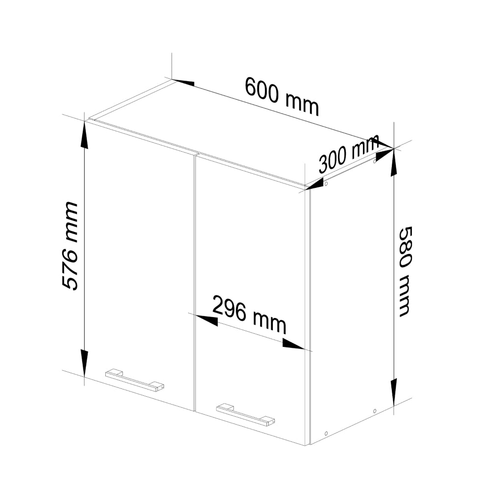 Mobile da cucina pensile sistema AKORD OLIWIA Bianco 60 cm 2 ante inserto frontale Grigio Grafite 60x30x58 cm