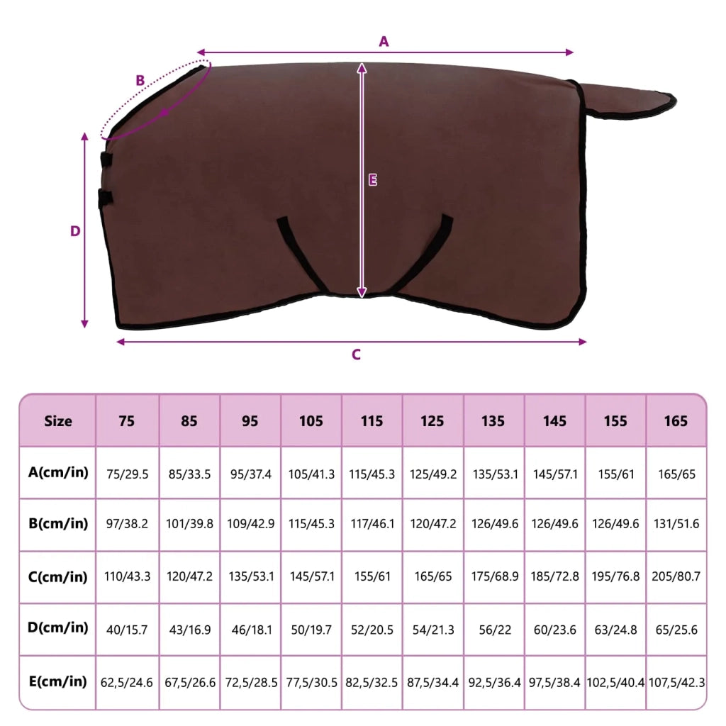 Coperta per Cavalli Marrone Scuro Completo 95 cm Poliestere CFW7836409