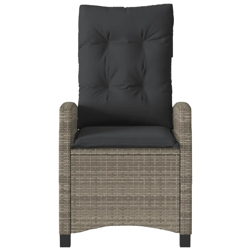 Sedie da Giardino Reclinabili 2 pz | Sedie da Esterno e Cuscini Grigio Polyrattan