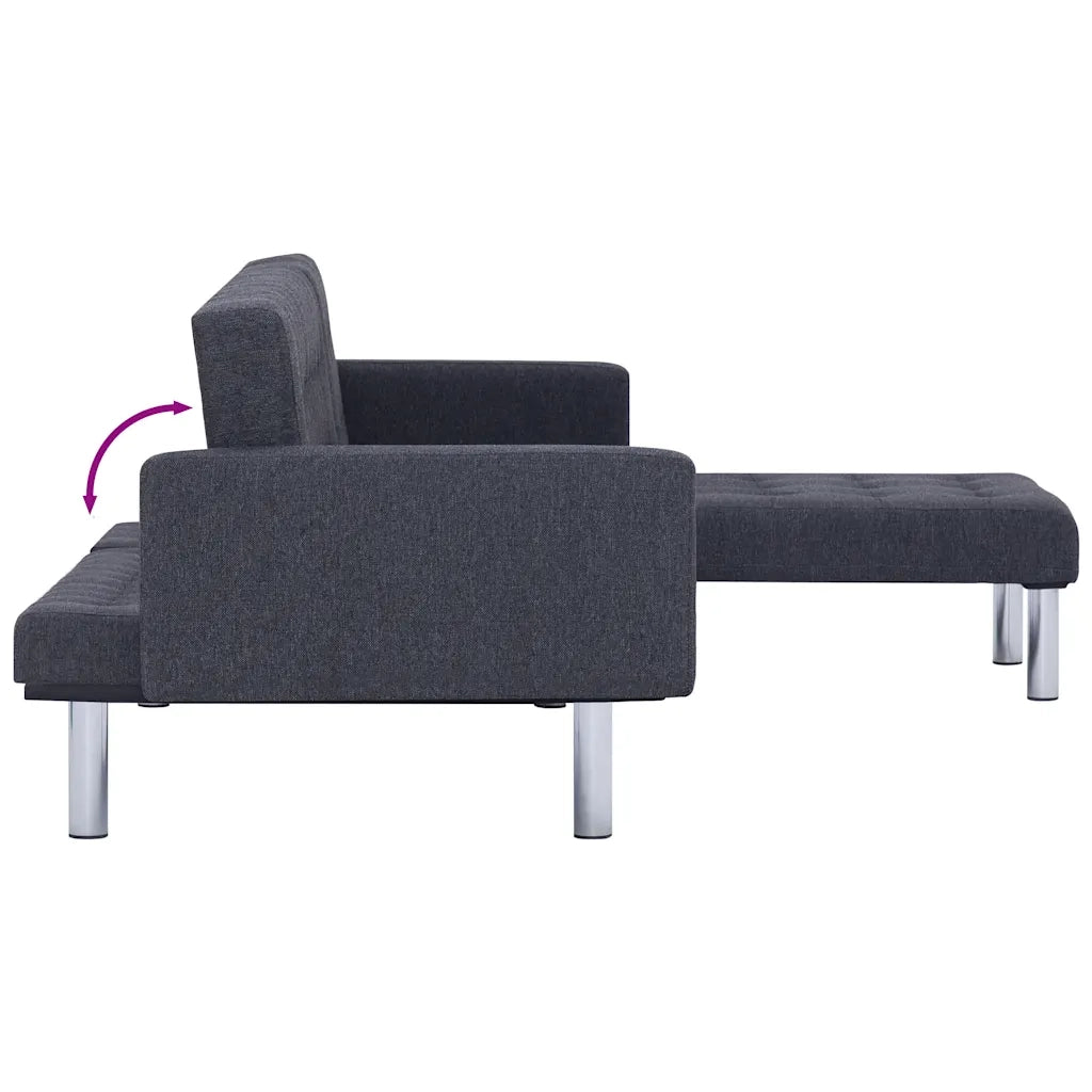 Divano letto | Sof¨¤ letto | Letto singolo a L grigio scuro in poliestere