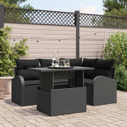 Set Divano da Giardino con cuscino 5 pcs Nero Poly Rattan 3348639