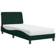 Letto singolo | Letto per adulti | Letto con Materasso Verde Scuro 90x200 cm in Velluto