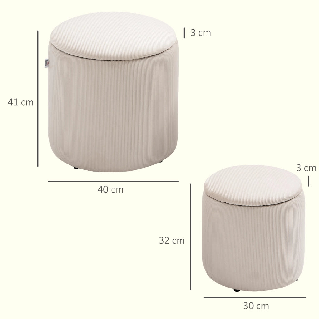 Poggiapiedi in tessuto velluto ¨C Minimal ¨C crema, ?40 e ?30 cm