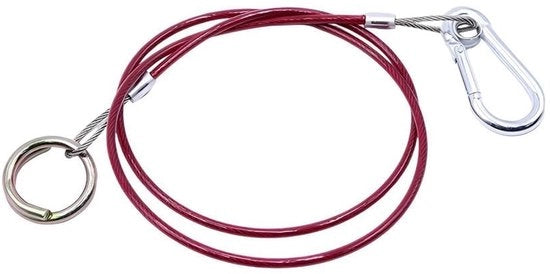 Cavo di Emergenza 1m - Cavo di Sicurezza - Cavo Robusto in Acciaio Inossidabile - Rivestimento PVC Rosso - Alta Visibilità