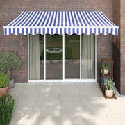 Tenda Sole Retrattile-Tenda parasole per balcone Blu e Bianca 3x2,5 m Tessuto e Alluminio 127141