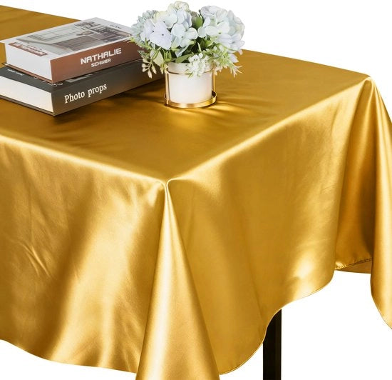 Tavolo quadrato con tovaglia di seta - 2 pacchi - 145 cm x 180 cm Tavolo quadrato con tovaglia di poliestere - morbida e senza pieghe - tessuto liscio - lavabile - adatto per matrimoni, ricevimenti e banchetti