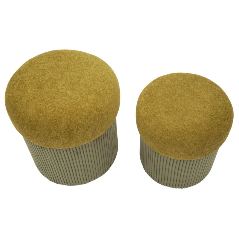 Puff Con Contenitore Aspen Verde Set 2 Pz cm ø 42x44-35x37
