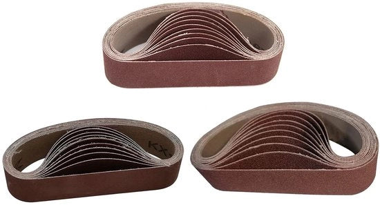 Set di cinture di abrasione 30 pezzi 30 x 330 mm - Ossidiana di alluminio - Granulometria 80/240/800 - Adatto per macchine da abrasione per cinture - Duraturo e resistente allo sforzo - Per legno, plastica e metallo - Carta abrasiva