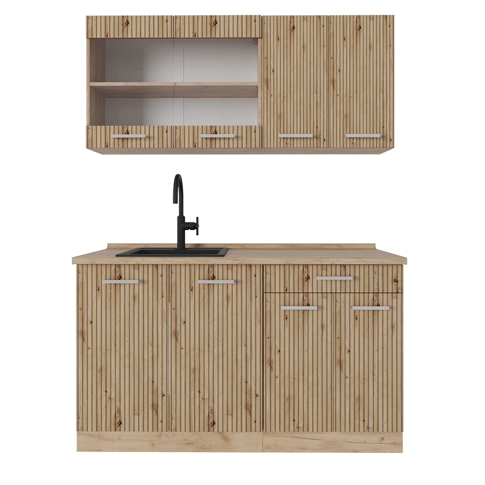 Vicco Cucina monoblocco Rovere artigianale/rovere Goldkraft 140 cm , PL Rovere