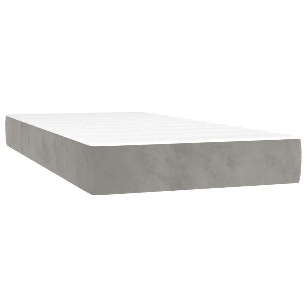 Letto singolo | Letto per adulti | Giroletto a Molle con Materasso Grigio Chiaro 80x200 cm Velluto