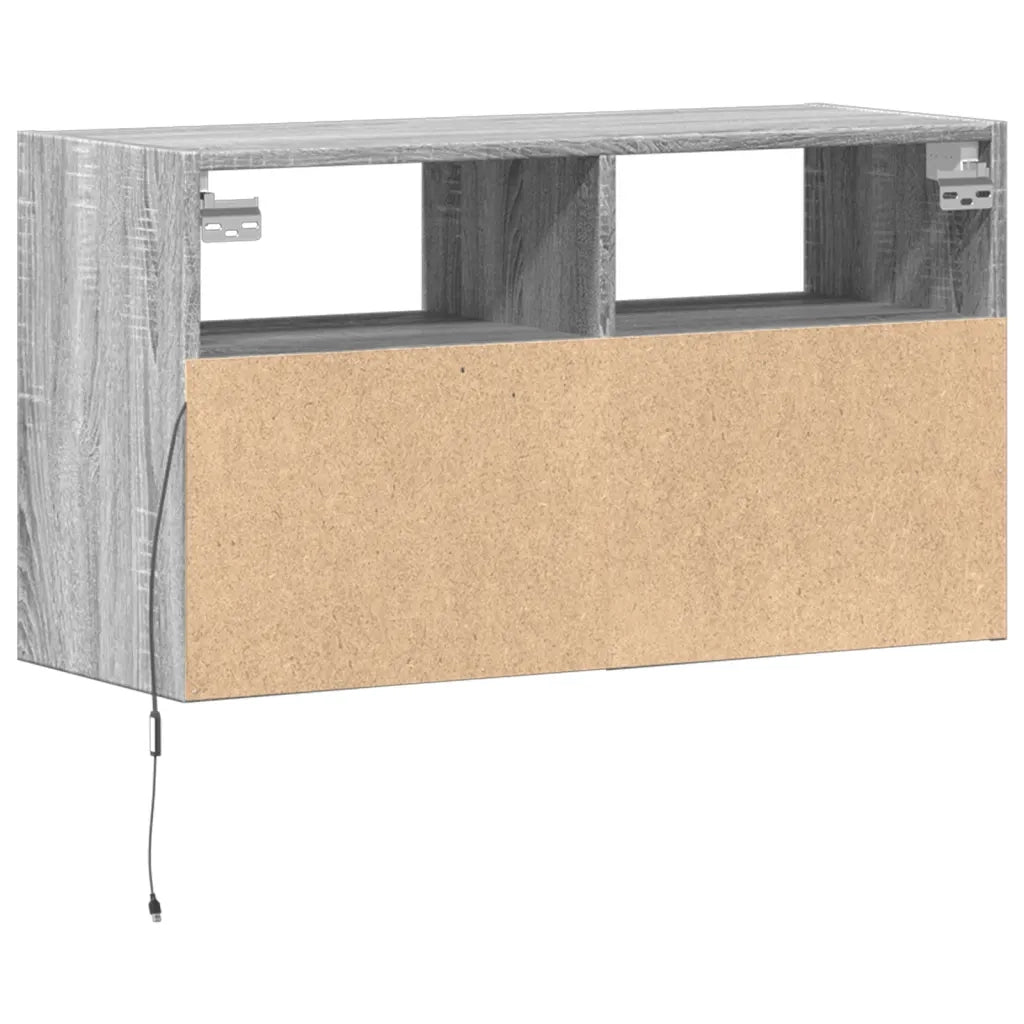 Mobile TV a Parete | Armadietto TV | Mobile Porta TV con Luci LED Grigio Sonoma 80x31x45 cm