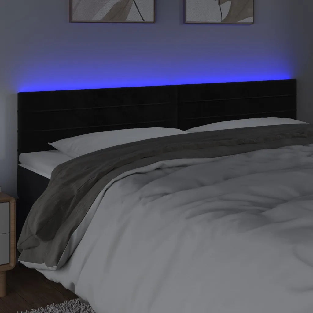 Testiera | Testata a LED Nera 160x5x78/88 cm in Velluto