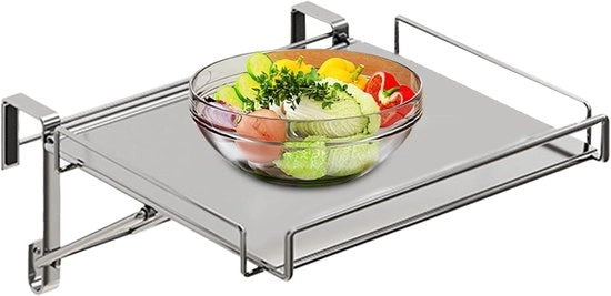 Organizzatore pieghevole - Piastra da cucina - Cucina organizzata - Acciaio inossidabile - 30x28x5 cm - Argento