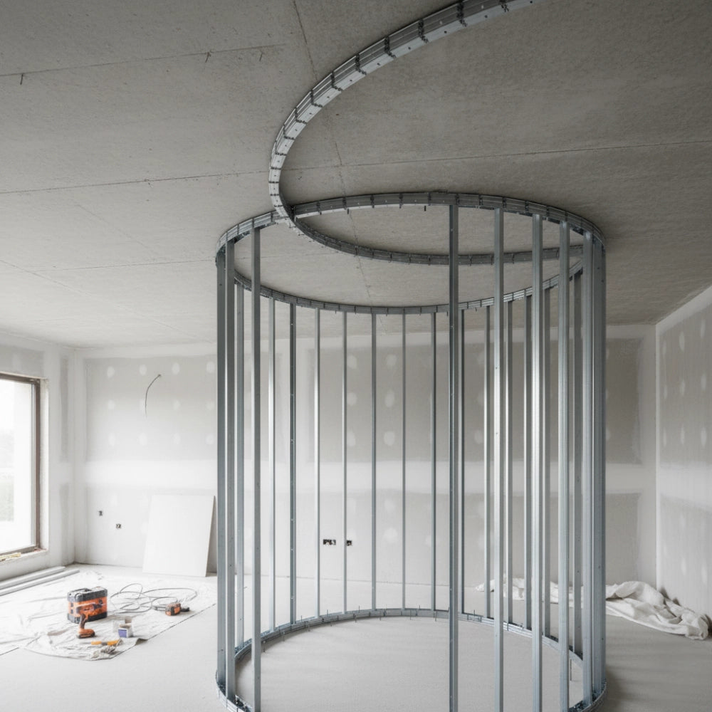 Guida profilo in lamiera zincata flessibile per strutture curve 1,5 m *** misure 29 x 29 x 29 mm, confezione 1