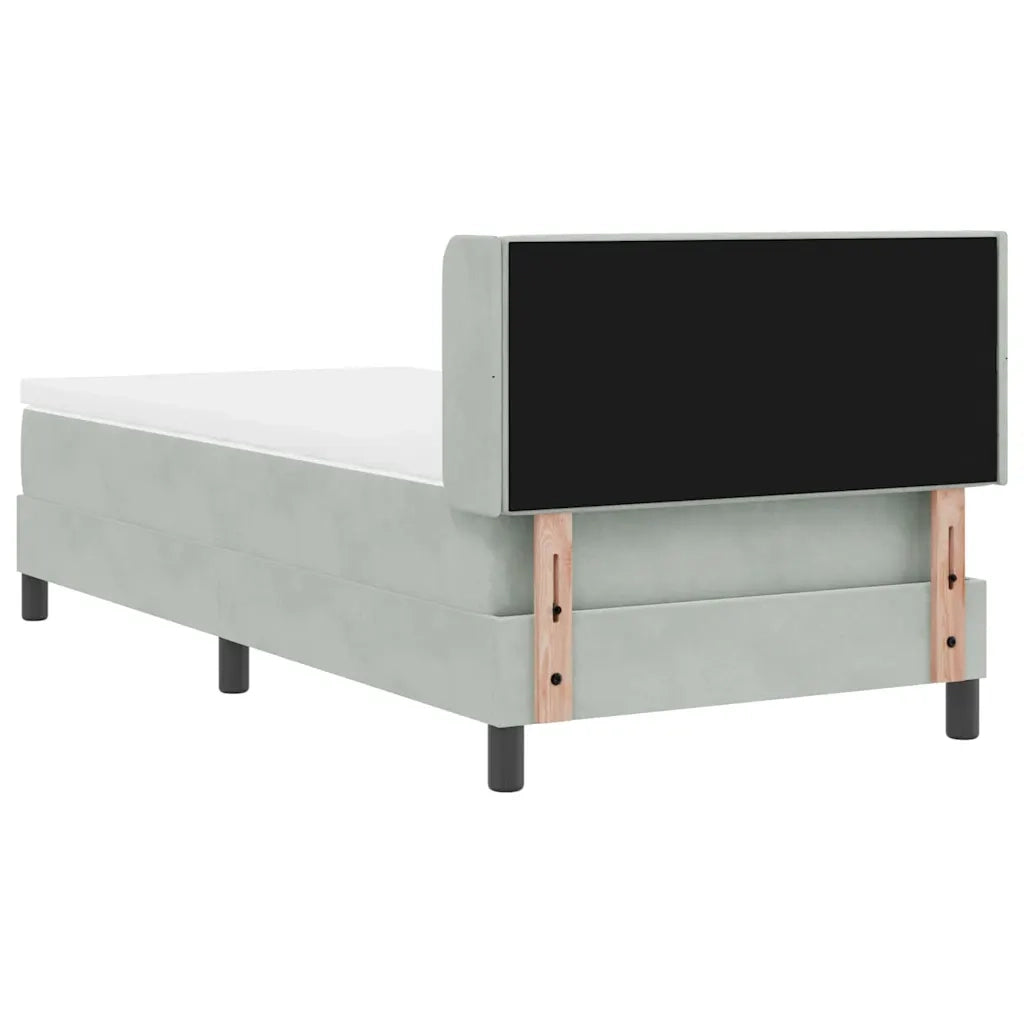 Letto a molle con testiera-Rete con Testiera Grigio chiaro 190 x 90 cm Poliestere 162341
