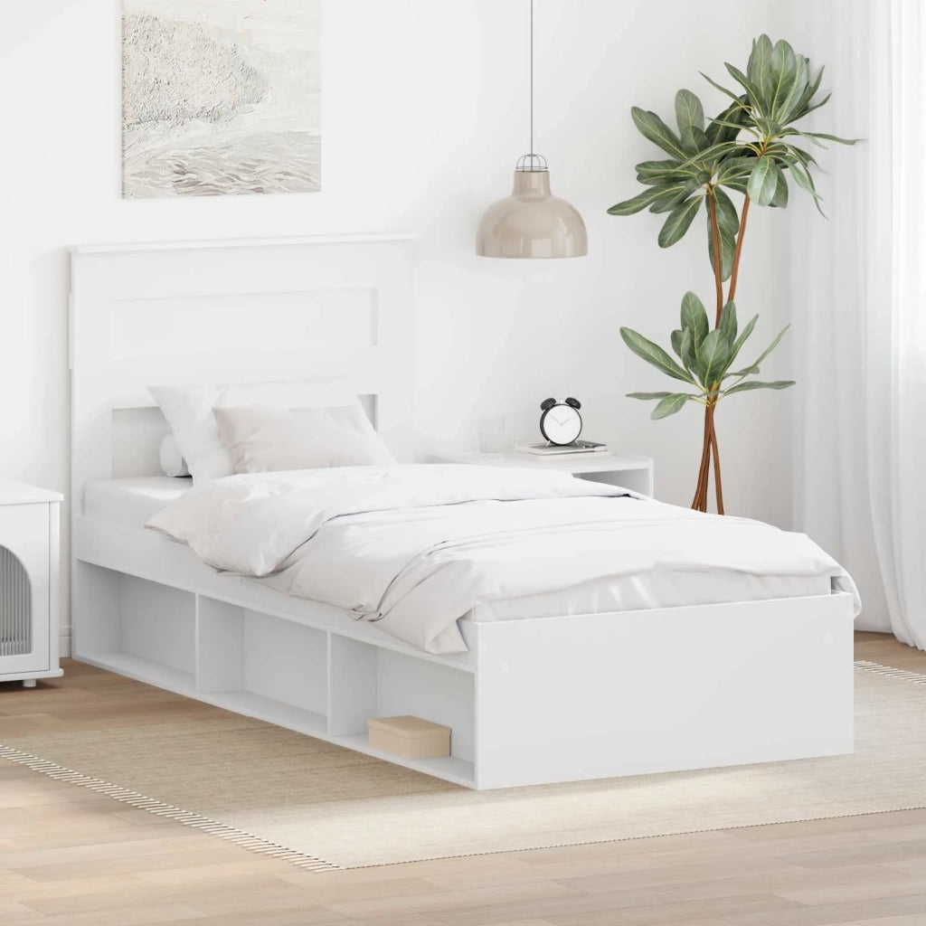 Letto singolo | Letto per adulti | Struttura del letto Bianco 100 x 200 cm Pino massello