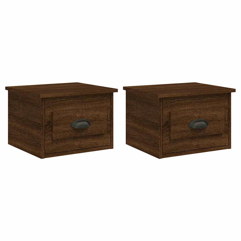Comodini a Parete 2 pz Rovere Marrone 41,5x36x28 cm 816391