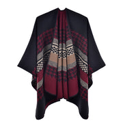 Nuovo scialle retr¨° in cashmere, a righe pied de poule, alla moda, caldo, con orlo a spacco.