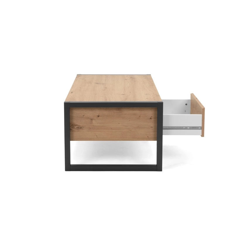 Tavolino salotto con cassetto quercia antracite cm 100x 55 x 40 h(DENVER55) EFFEZ