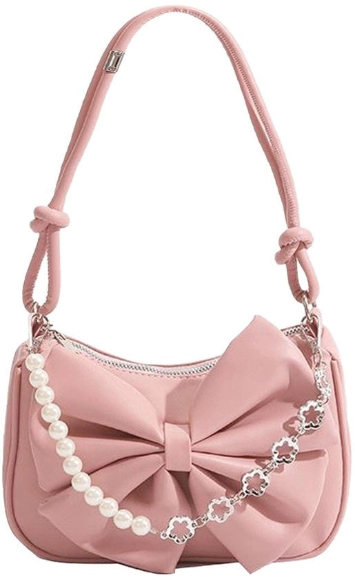Borse da spalla per donne e ragazze, borse clutch in pelle sintetica rosa, mini-borse Y2K con chiusura a zip, borse da spalla per donne piccole con borsa da braccio, 22 x 15 cm