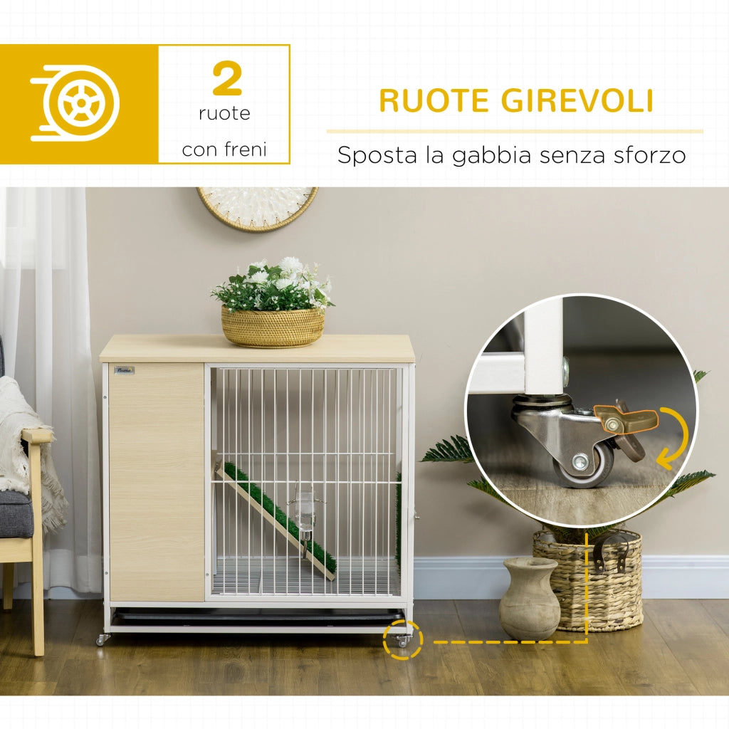 Gabbia per Conigli con Serbatoio d'Acqua e Vassoio Estraibile. in Truciolato. Acciaio e PVC. 78x52.5x76.5 cm