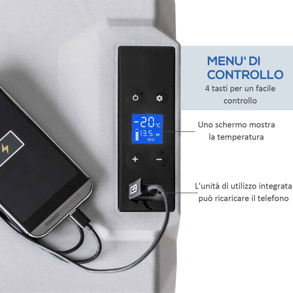 Frigorifero Auto da 50L ¨C Minimal ¨C Grigio, Alluminio e Plastica, 58.6x37.8x54.5 cm