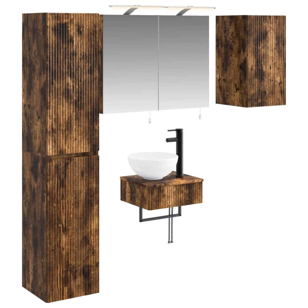 Set di mobili per il bagno 5 pz Rovere Fumo 3407243