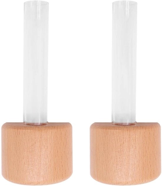 Kit di coltivazione per piante da interno - Stazione di crescita per piante da 2 pezzi - Sostegno magnetico per piante - Vaso in vetro/magnete - Materiale legno/plastica - Disegno semplice - Aggiunta discreta