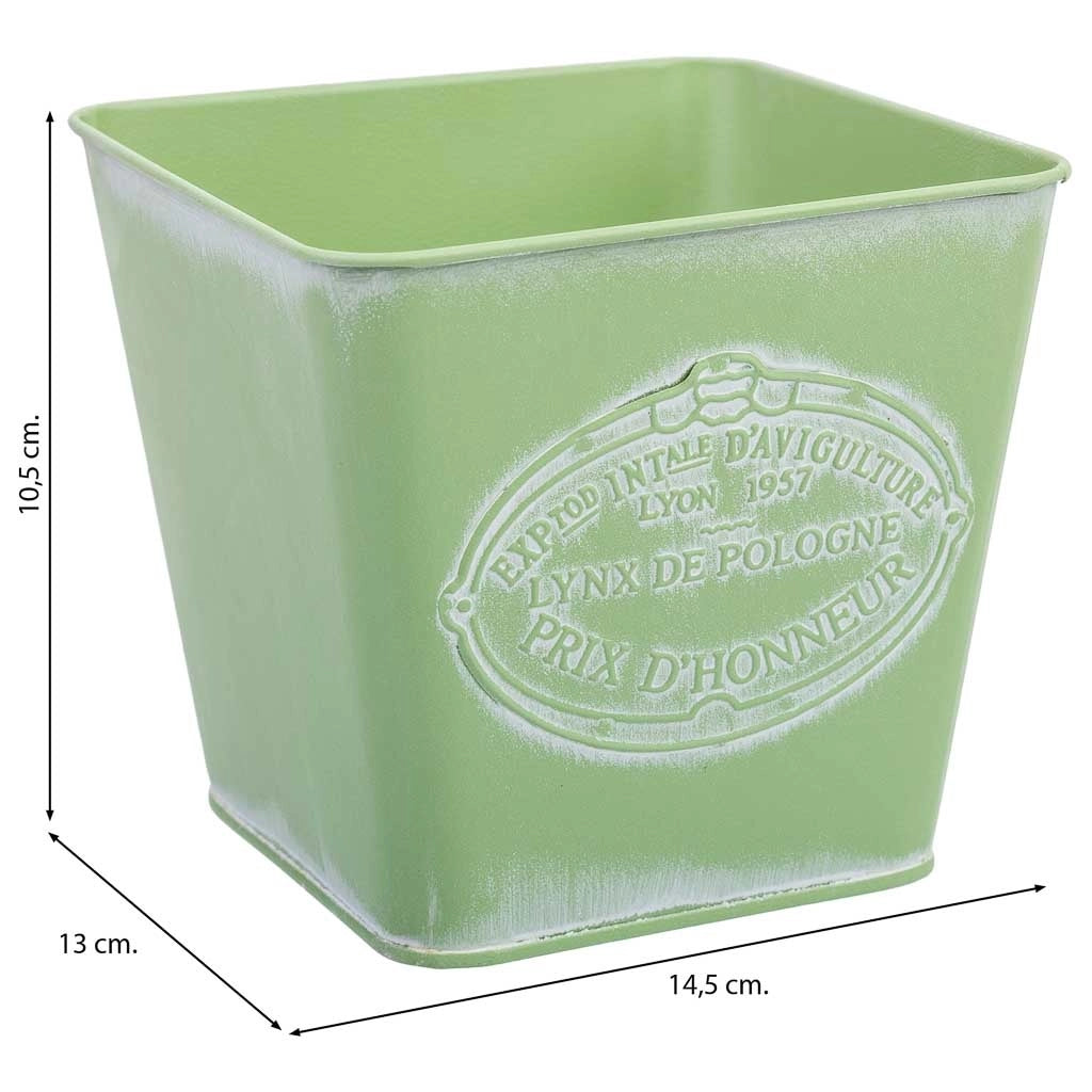 Cestino in metallo verde 14,5x13x10,5