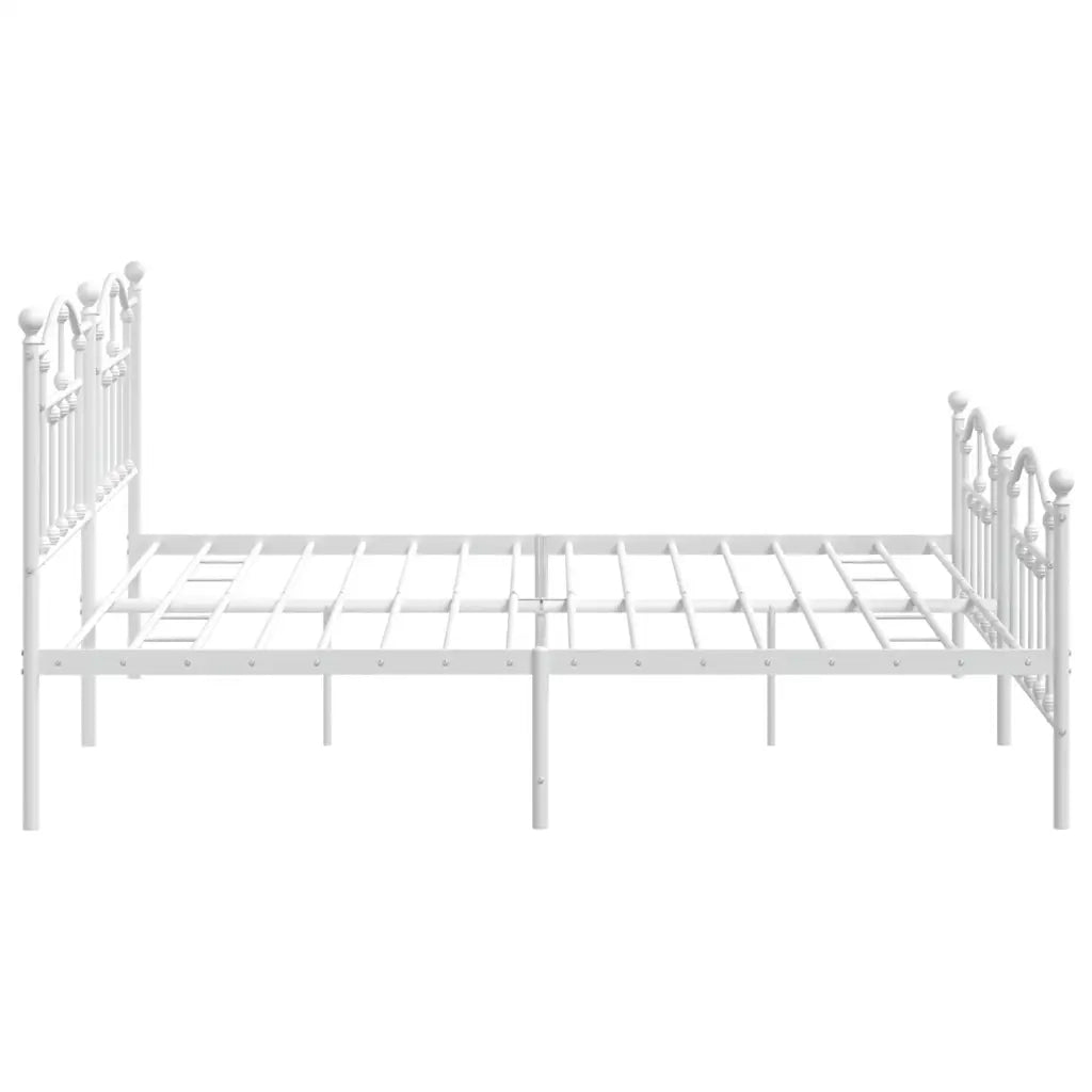 Letto matrimoniale | Letto per adulti | Giroletto con Testiera e Pediera Metallo Bianco 200x200 cm
