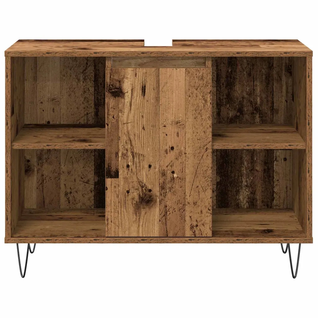 Set di mobili per il bagno con lo scaffale 3 pcs Legno vecchio