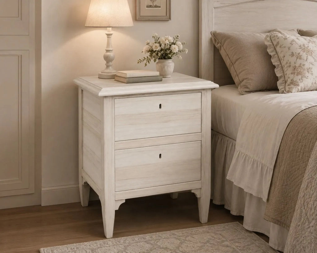 Comodino classico 2 cassetti legno grezzo 51x37x65 (810) - Mobili 2G