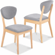 Set 2 Sedie da Pranzo in Legno Chiaro Rivestimento in Tessuto Grigio 52x47x84 cm